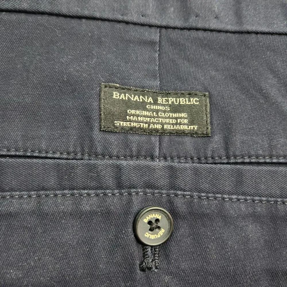 Banana Republic Chino Pants Men 35X34 (37X33) Navy Fulton Skinny Straight Leg